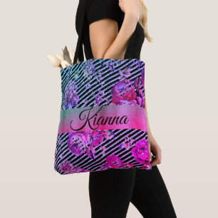 Glitterie Hot Pink und Aquamarine Blüte Personalis Tasche