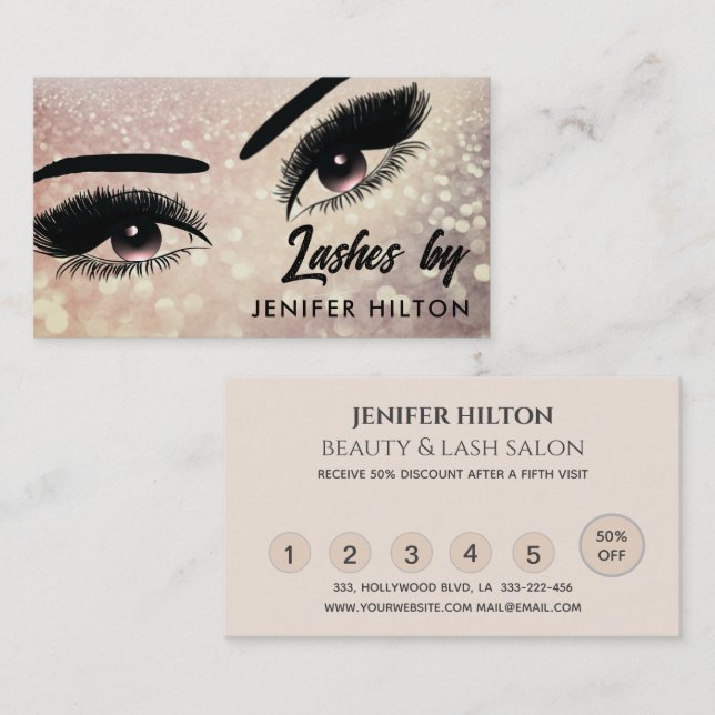 Glitterie lange Striche Makeup Augen Visitenkarte (Vorne/Hinten)