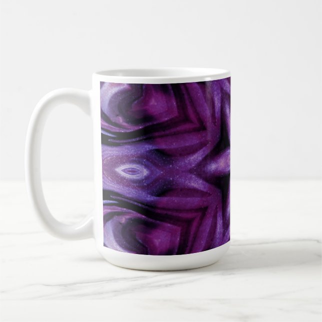 Glitterie Lila Kaleidoskop Herz Gradient Kaffeetasse (Links)