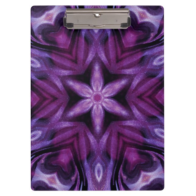 Glitterie Lila Kaleidoskop Herz Gradient Klemmbrett (Vorderseite)