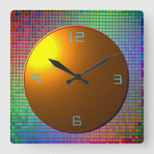 Glitterie mehrfarbig > Gemusterte Wall-Uhr Quadratische Wanduhr