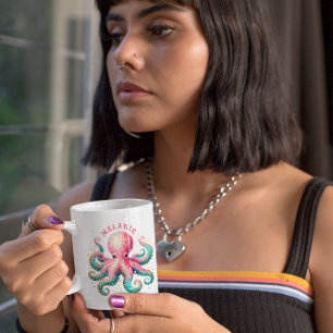 Glitterie Octopus Aquarelles Monogramme Café Mug