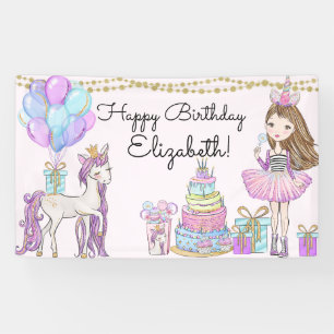 Glitterie Pink Birthday Girl Unicorn Glam Banner