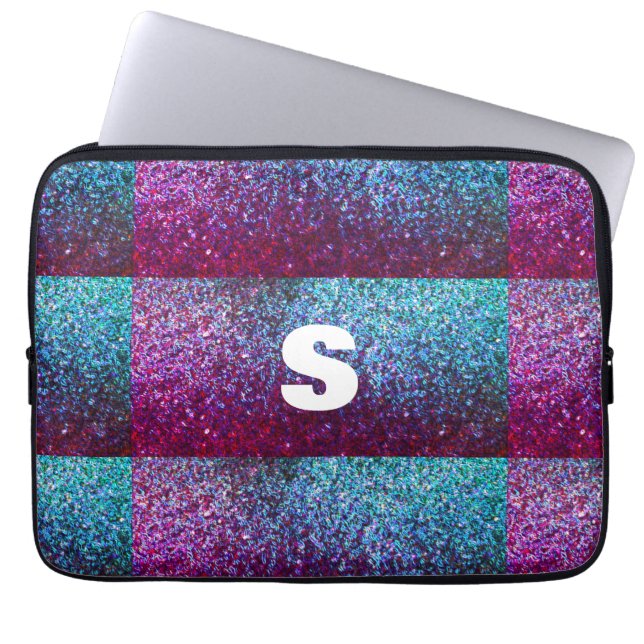 Glitterie Pink Lila Ombre Abstrakt Monogram Gift Laptopschutzhülle (Vorderseite)