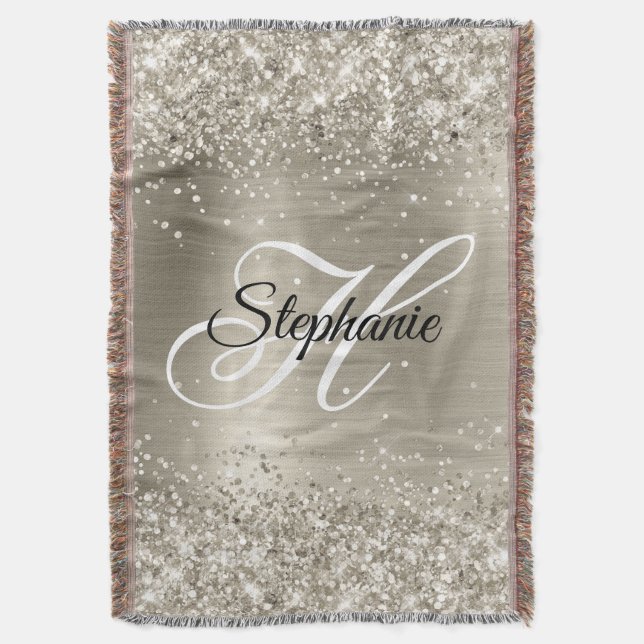 Glitterie Platinfolie Extravagant Monogramm Decke (Vorderseite Vertikal)
