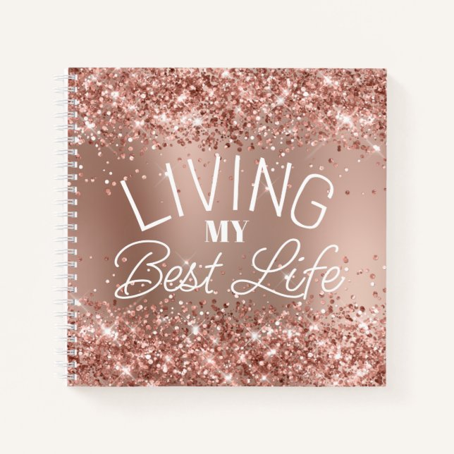 Glitterie Rose Gold Ein perfektes Leben Notizbuch (Vorderseite)