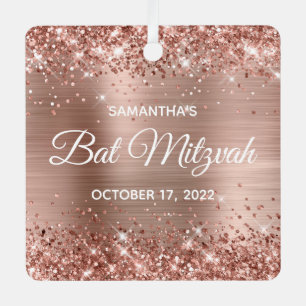 Glitterie Rose Gold Foil Bat Mitzvah Ornament Aus Metall