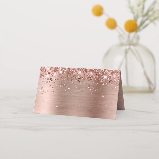 Glitterie Rose Gold Foil Blank Platzkarte (Vorderseite)