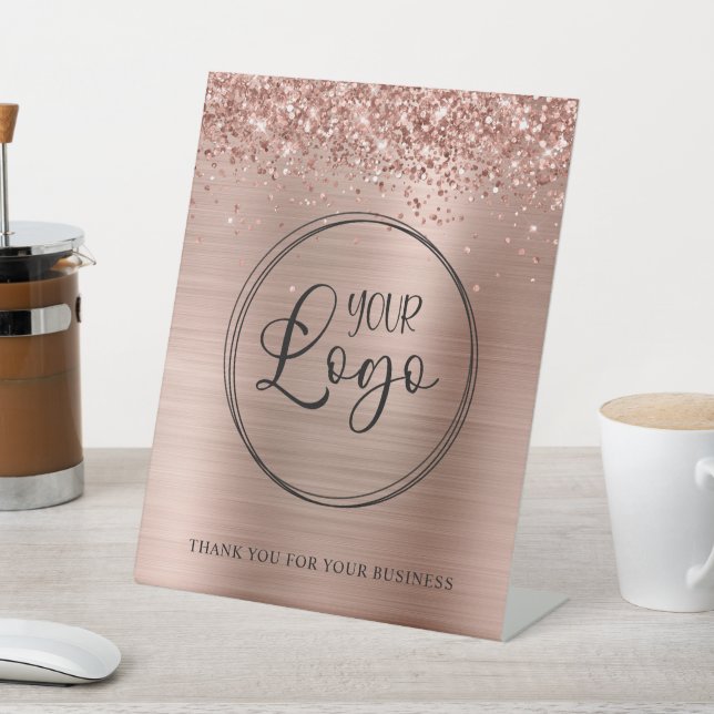 Glitterie Rose Gold Foil Business Logo Sockelschild (In SItu)