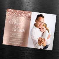 Glitterie Rose Gold Foil Foto Save the Date