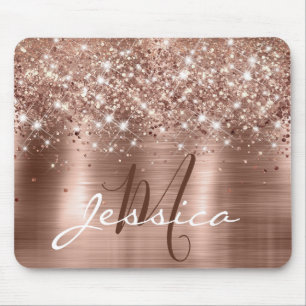 Glitterie Rose Gold Foil Imitate Glitzer Monogramm Mousepad