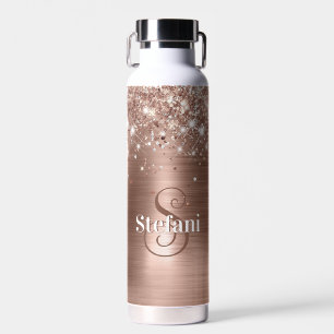 Glitterie Rose Gold Foil Imitate Glitzer Monogramm Trinkflasche