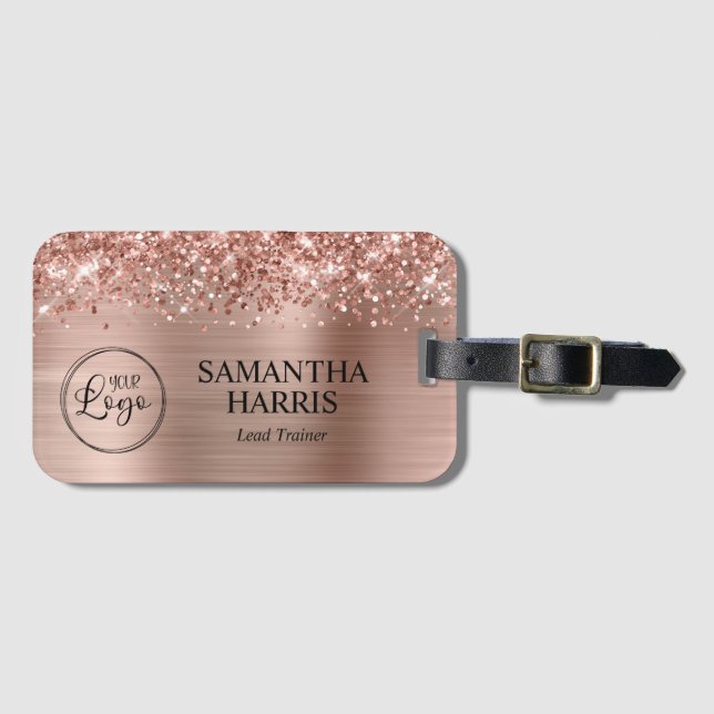 Glitterie Rose Gold Foil Logo Gepäckanhänger (Vorderseite (Horizontal))