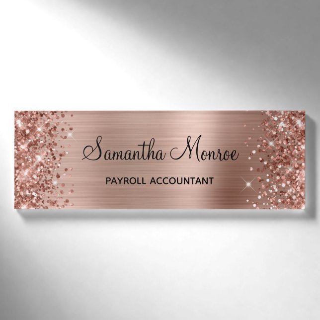 Glitterie Rose Gold Foil Namenschild (Vorderseite)