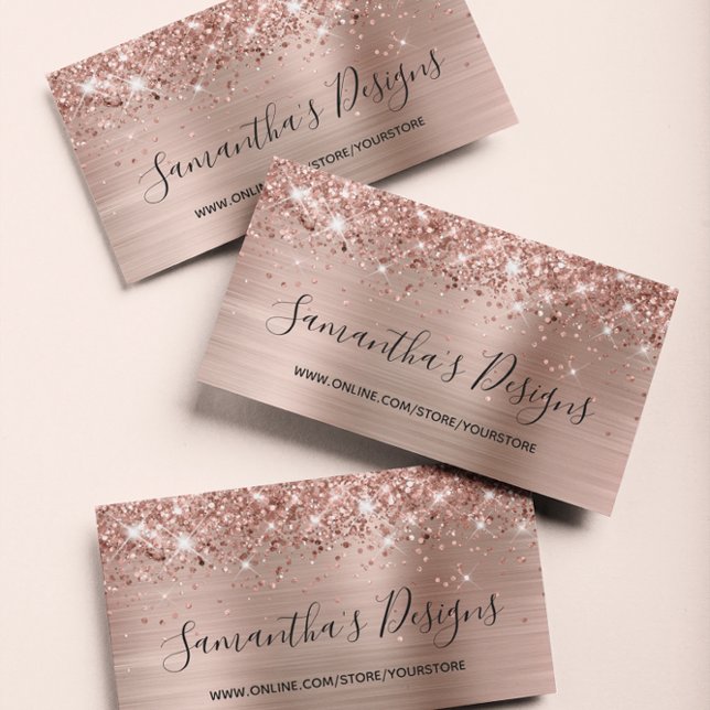 Glitterie Rose Gold Foil Online Store Visitenkarte (Glittery Rose Gold Foil Business Card)