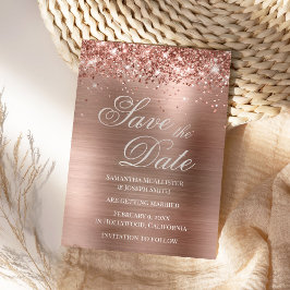 Glitterie Rose Gold Foil Save the Date Einladung