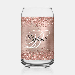 Glitterie Rose Gold Glam Extravagant Monogram Dosenglas