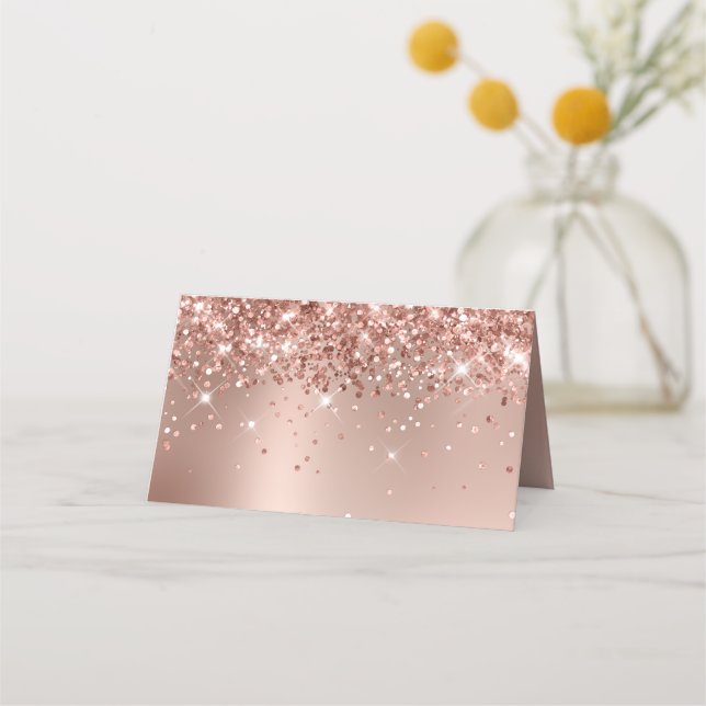 Glitterie Rose Gold Glam Gradient Blank Platzkarte (Rückseite)