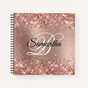 Glitterie Rose Gold Glam Gradient Monogram Notizbuch