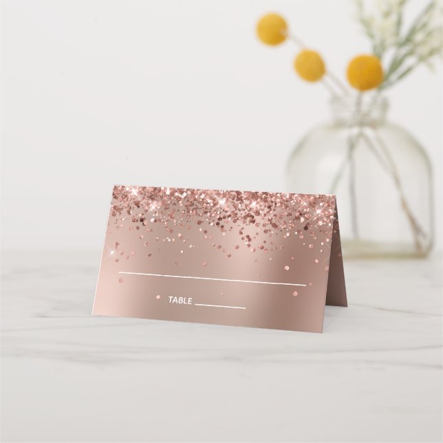 Glitterie Rose Gold Glam Gradient Platzkarte (Vorderseite)