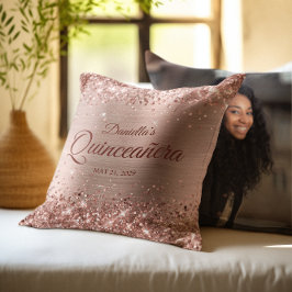 Glitterie Rose Gold Glam Quinceanera Foto Kissen