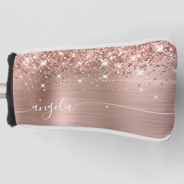 Glitterie Rose Gold Metallic Girly Glam Signature Golf Headcover (Vorderseite)