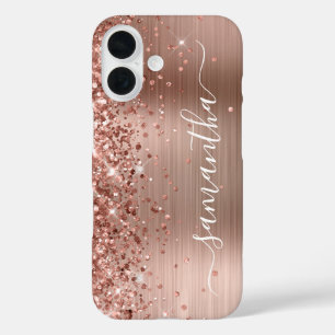 Glitterie Rose Gold Metallic Girly Signature iPhone 16 Hülle