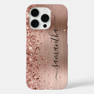 Glitterie Rose Gold Metallic Girly Signature iPhone 16 Pro Hülle