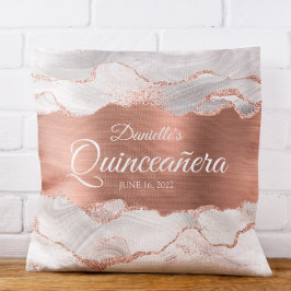 Glitterie Rose Gold und White Agate Quinceañera Kissen