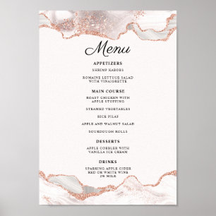 Glitterie Rose Gold White Agate 2 Grenz Menü A4 Poster