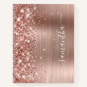 Glitterie Rose Goldene Foil Moderne Giro Signatur Notizbuch