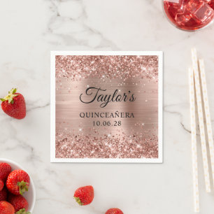 Glitterie Rose Goldene Forelle Personalisiert Quin Serviette