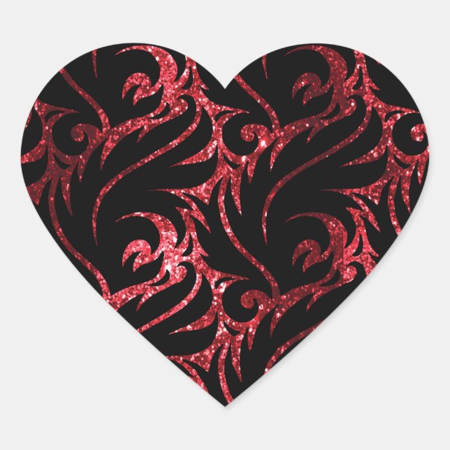 Glitterie rot und schwarz Herz-Aufkleber (Vorderseite)