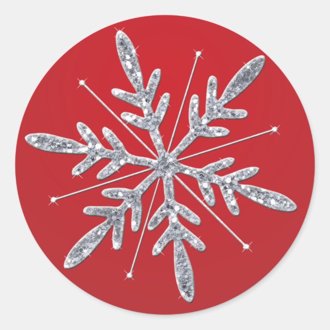 Glitterie Rot und Silver Snowflake Sticker (Vorderseite)
