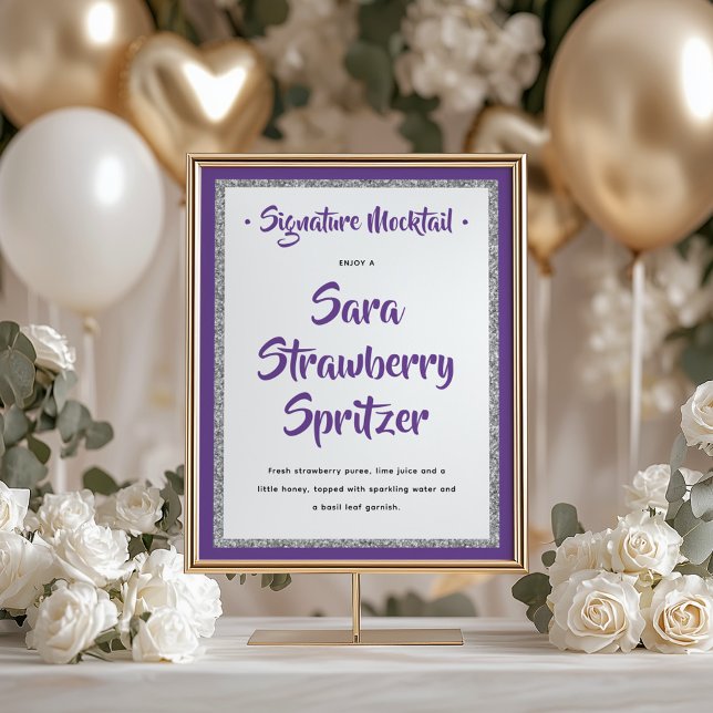 Glitterie Silver Frame Signature Mocktail Lila Poster (Von Creator hochgeladen)