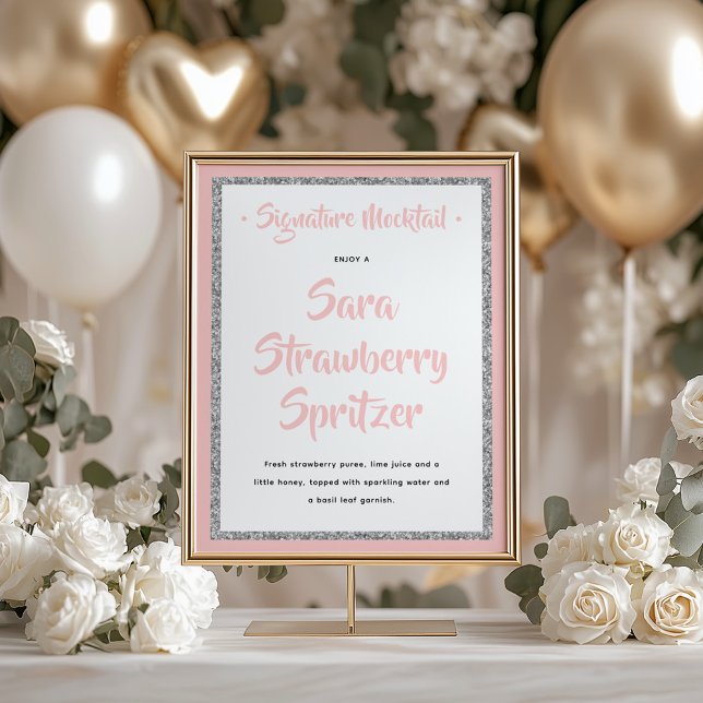 Glitterie Silver Frame Signature Mocktail Rosa Poster (Von Creator hochgeladen)