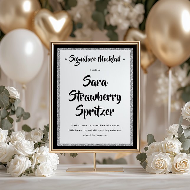 Glitterie Silver Frame Signature Mocktail Schwarz Poster (Von Creator hochgeladen)