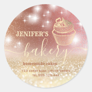 Glitterie Walzen Button & Whisk Koch Skript-Bäcker Runder Aufkleber