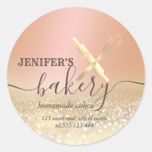 Glitterie Walzen Button & Whisk Koch Skript-Bäcker Runder Aufkleber