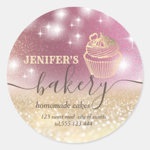 Glitterie Walzen Button & Whisk Koch Skript-Bäcker Runder Aufkleber