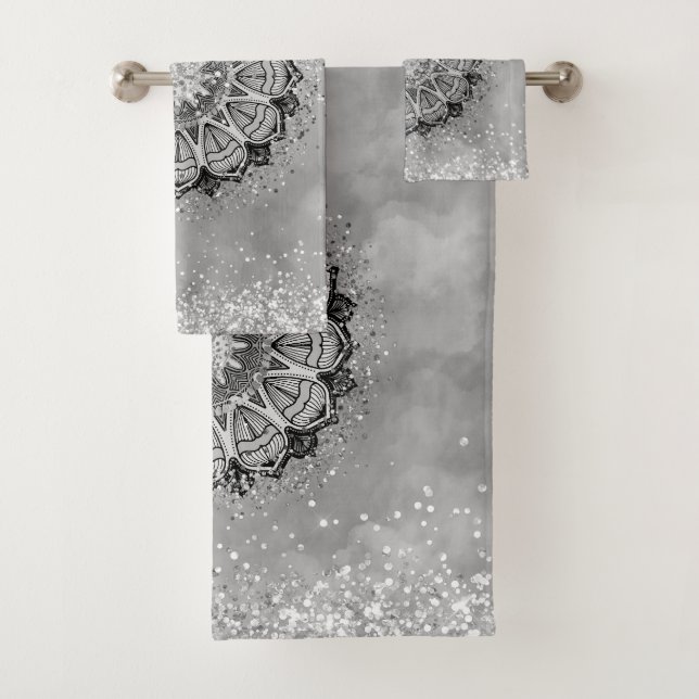 Glitterie Whimstery Silver Lotus Mandala sur (En situation)
