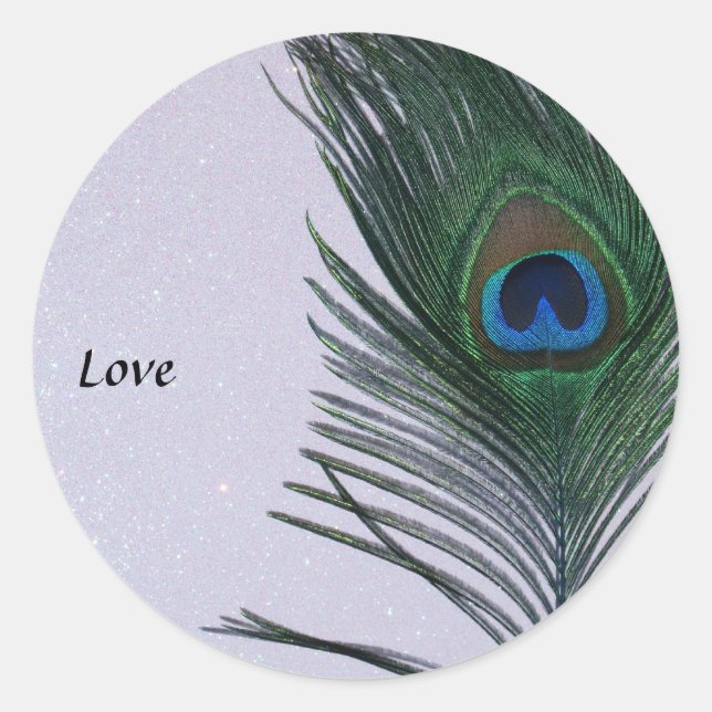 Glitterie White Peacock Feather Still Life Runder Aufkleber (Vorderseite)