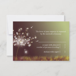 Glittering Abend Dandelion Wedding RSVP Karte