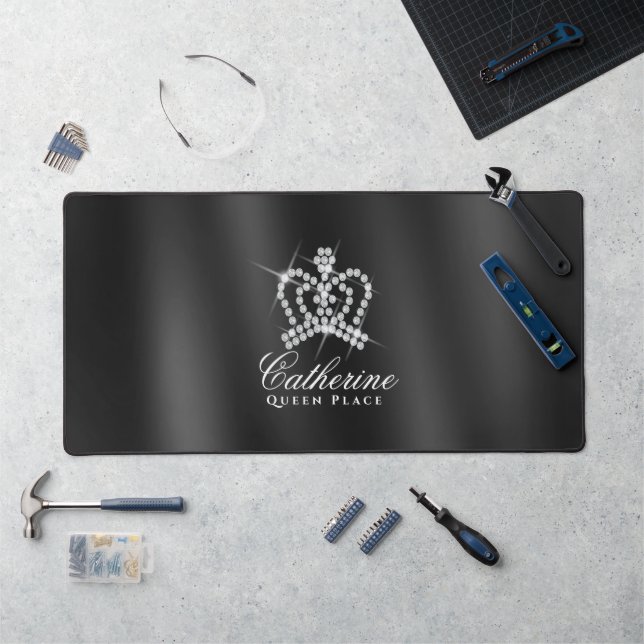 Glittering Crown Black Satin Schreibtischunterlage (Arbeitsplatz)