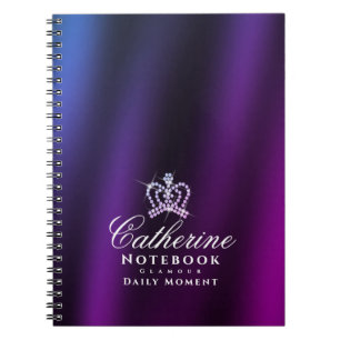 Glittering Crown Blue Lila Notizblock