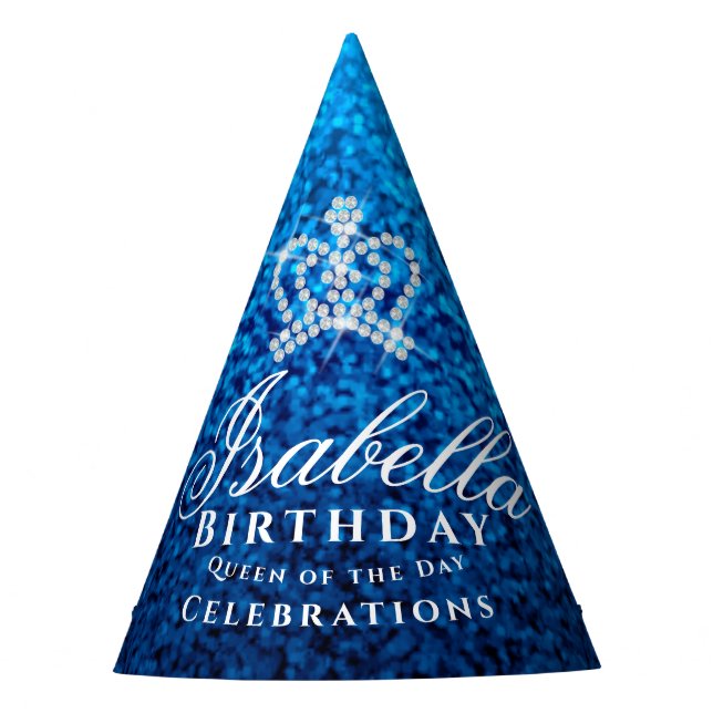 Glittering Crown Blue Partyhütchen (Vorderseite)