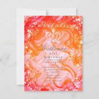 Glittering Crown Gradient Orange Peach Einladung