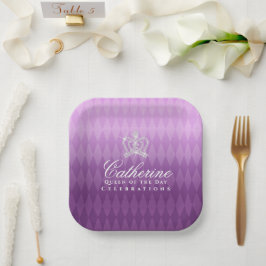 Glittering Crown Luxury Lavender Pappteller
