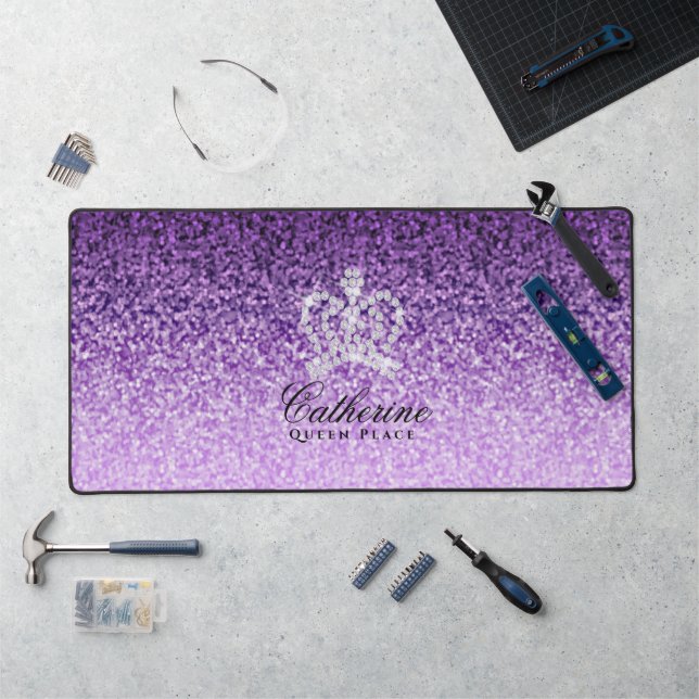 Glittering Crown Luxury Lila Schreibtischunterlage (Arbeitsplatz)