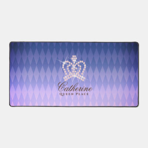 Glittering Crown Luxury Lila Schreibtischunterlage